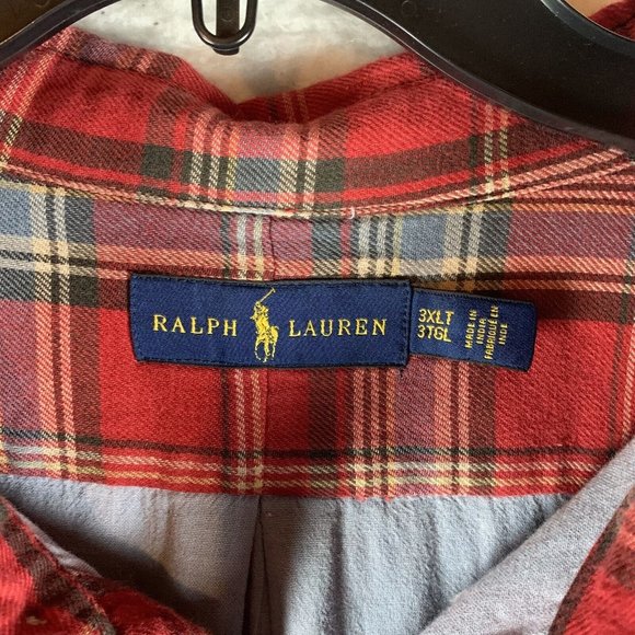 Ralph Lauren Shirt Men 3XLT Multicolor Plaid 100% Cotton Casual Button-Down 8412 - Picture 5 of 10